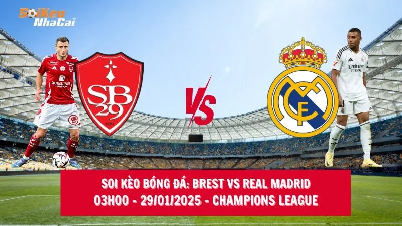 Soi kèo nhà cái Brest vs Real Madrid - 03h00 - 29/01/2025 - Champions League